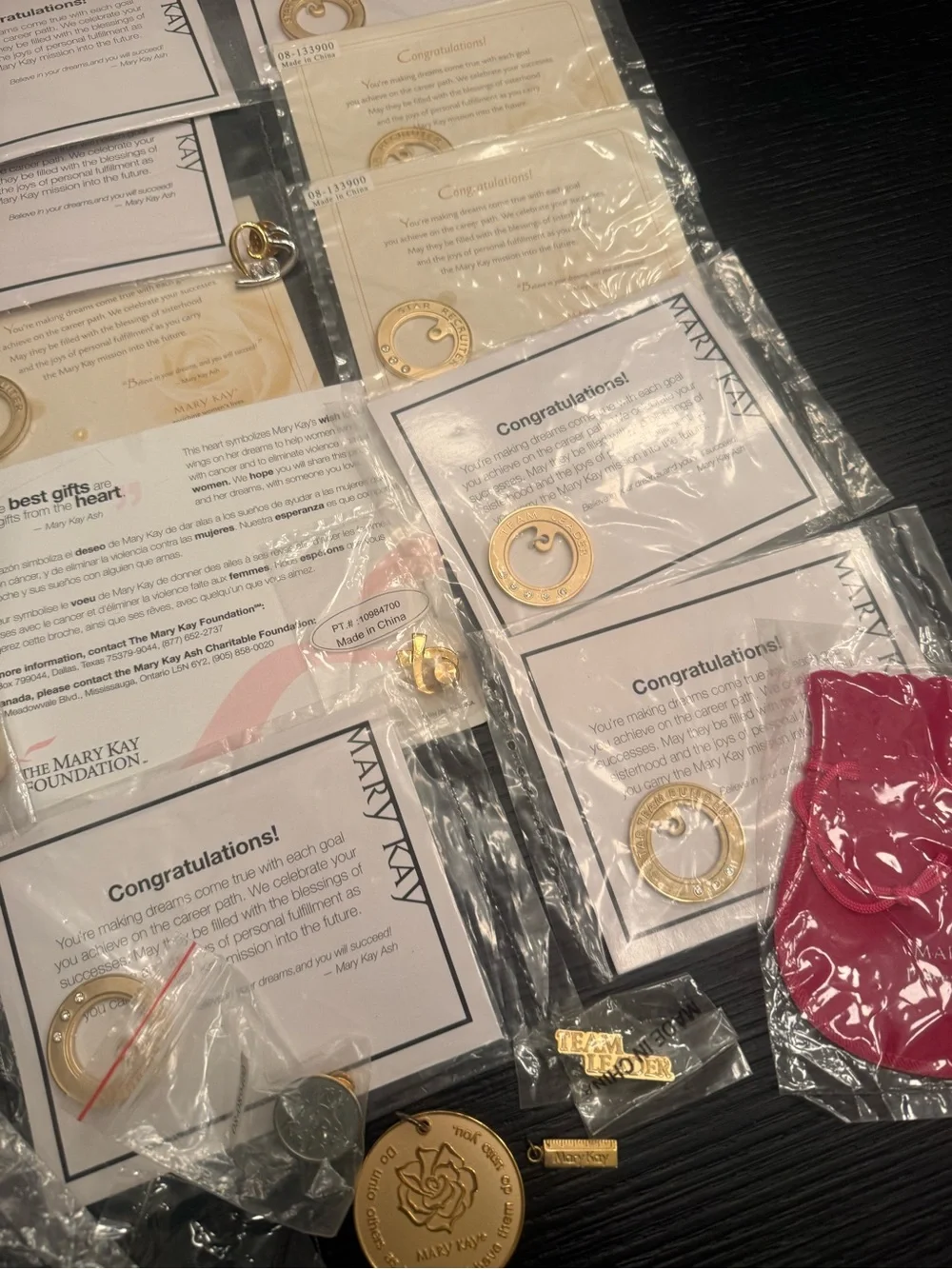 Mary Kay Bundle of Pins Pin Enhancers Keychains Magnet Charms Assorted Lot